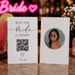 Buy the Bride a Drink QR Code with Photo Enclosure Card