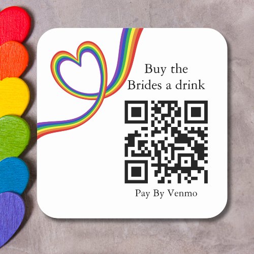 Buy the Brides a Drink Bachelorette Rainbow Heart Square Sticker