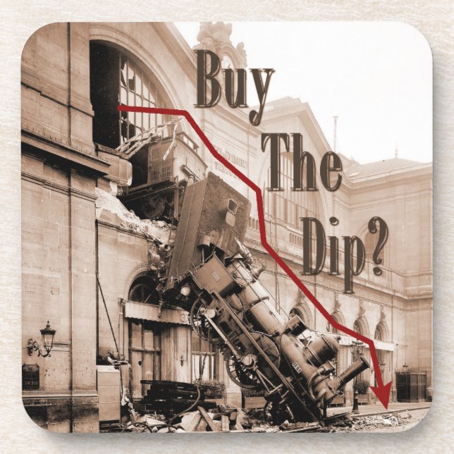 Buy The Dip Stock Market Humor Drink Coaster (Front)