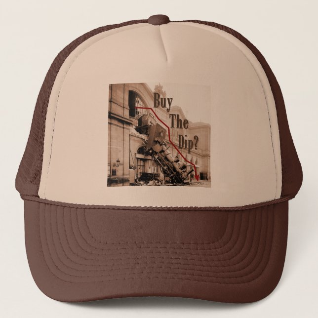 Buy The Dip Stock Market Humor Trucker Hat (Front)