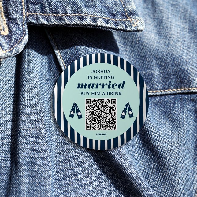 Buy The Groom A Drink Qr Code Bachelor Party Button (Buy The Groom A Drink Qr Code Bachelor Party Button)