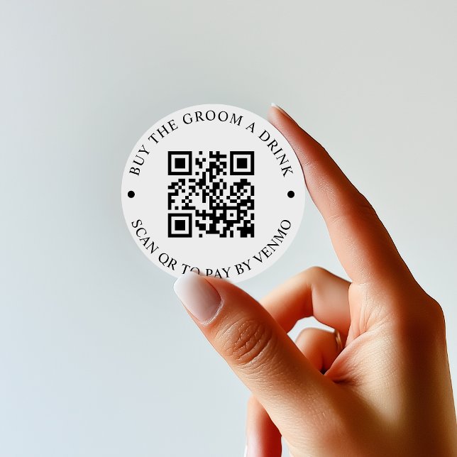 Buy The Groom A Drink QR Code Button Classic Round Sticker (Creator Uploaded)
