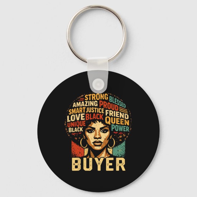 Buyer Black History Month Powerful Black Pride Art Keychain (Front)