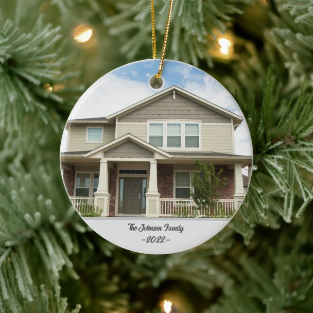 Buyer Seller New House Holiday Family Home Photo Ceramic Ornament (Tree)