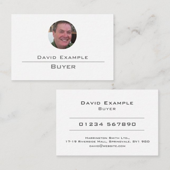Buyer with Photo of Holder Business Card (Front/Back)