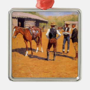 Buying Polo Ponies in the American Old West Metal Ornament
