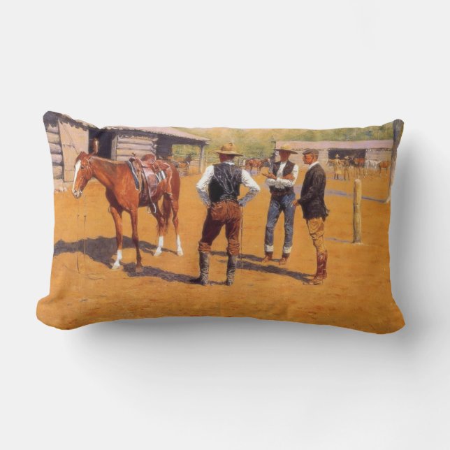 Buying Polo Ponies in the American West  Lumbar Pillow (Front)