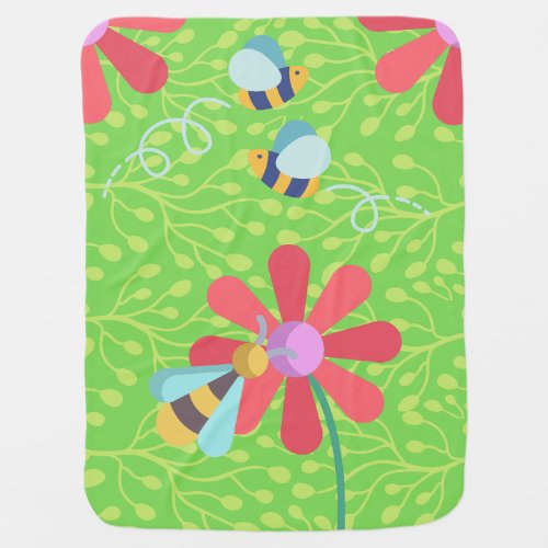 Buzy Bee Floral Baby Blanket