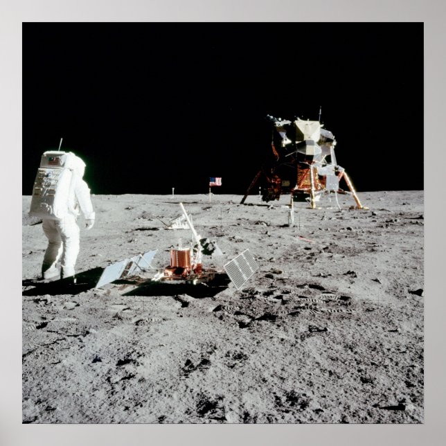 Buzz Aldrin and Lunar Module on the Moon Poster (Front)