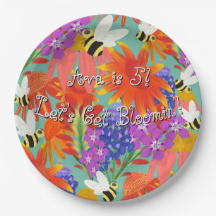 Buzz Among Blooms-Mint Meadow Paper Plates