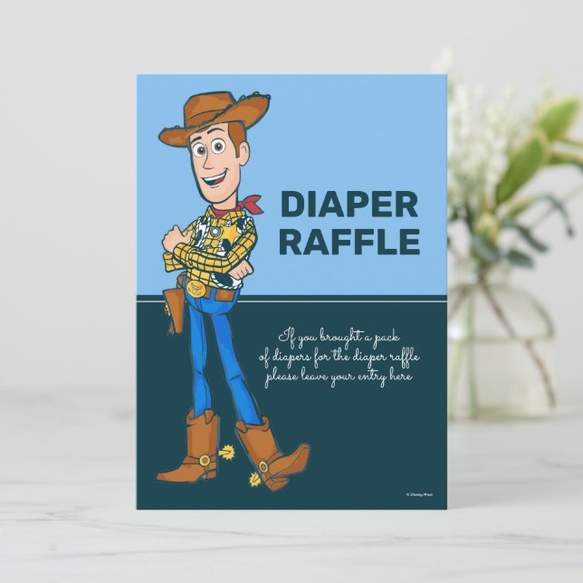 Buzz and Woody Baby Shower Diaper Raffle Invitation (Standing Front)