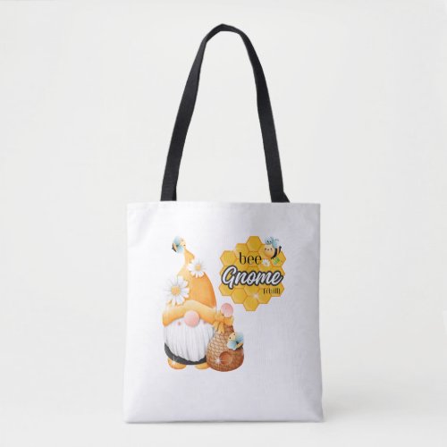 Buzz around with a Whimsical Bee Gnome Tote Bag