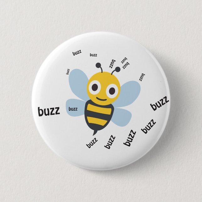 Buzz Bee Cute Emoji Pinback Button (Front)