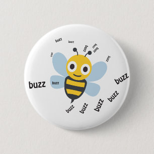 Buzz Bee Cute Emoji Pinback Button