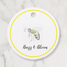 Buzz & Bloom Gift Tags - hand drawn bee design