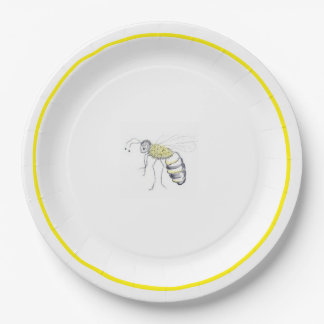 Buzz & Bloom Paper Plates - hand drawn bee design