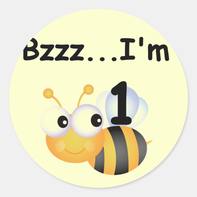 Buzz Bumblebee 1st Birthday T-shirts and Gifts Classic Round Sticker (Front)