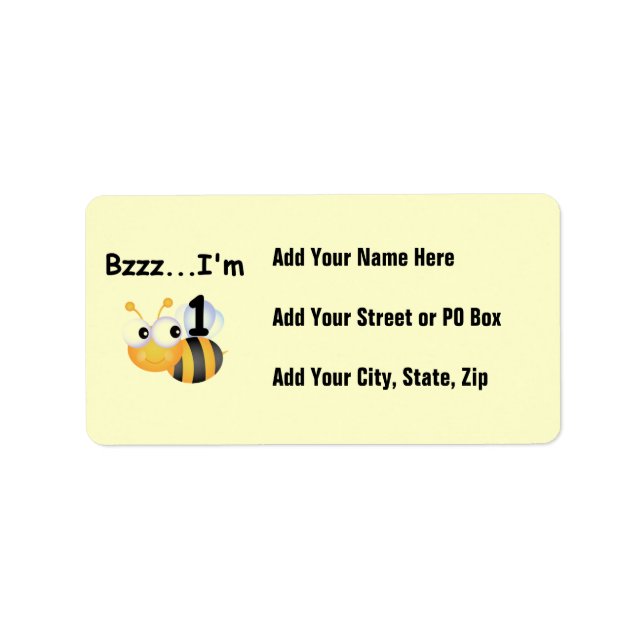 Buzz Bumblebee 1st Birthday T-shirts and Gifts Label (Front)