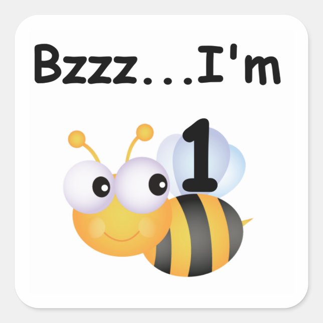 Buzz Bumblebee 1st Birthday T-shirts and Gifts Square Sticker (Front)
