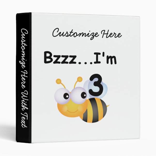 Buzz Bumblebee 3rd Birthday T-shirts and Gifts 3 Ring Binder (Front/Spine)