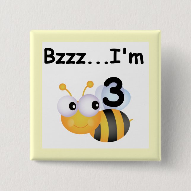Buzz Bumblebee 3rd Birthday T-shirts and Gifts Button (Front)