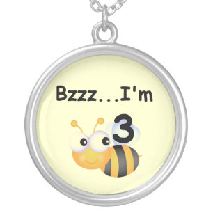 Buzz Bumblebee 3rd Birthday T-shirts and Gifts Silver Plated Necklace