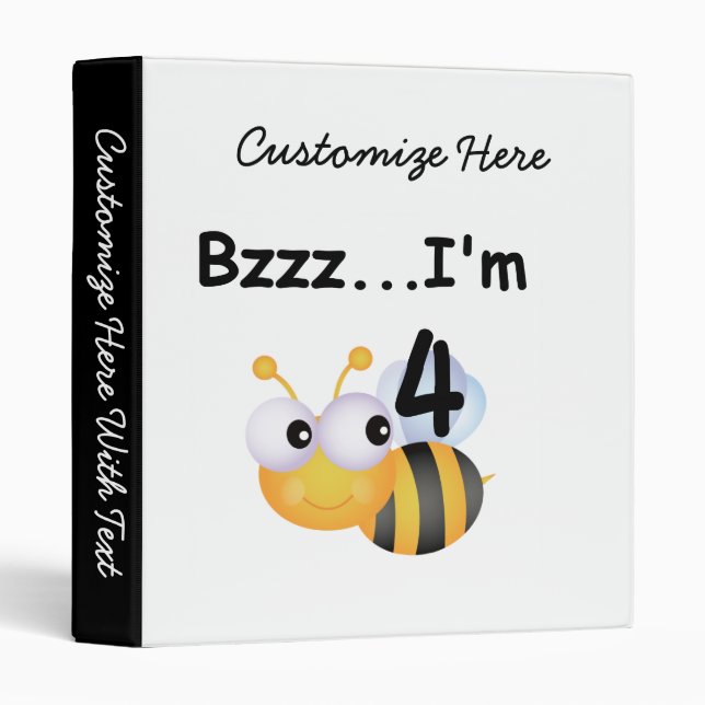 Buzz Bumblebee 4th Birthday T-shirts and Gifts 3 Ring Binder (Front/Spine)