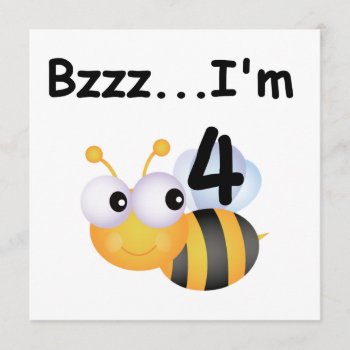 Buzz Bumblebee 4th Birthday T-shirts And Gifts Card by kids_birthdays at Zazzle