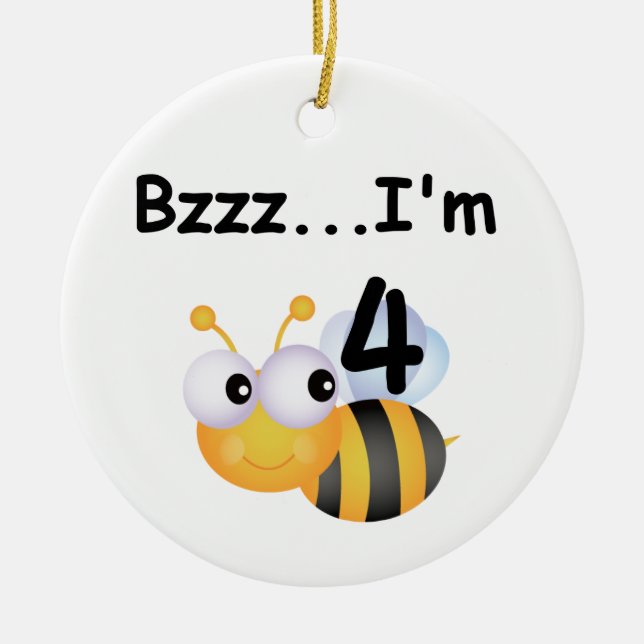 Buzz Bumblebee 4th Birthday T-shirts and Gifts Ceramic Ornament (Front)