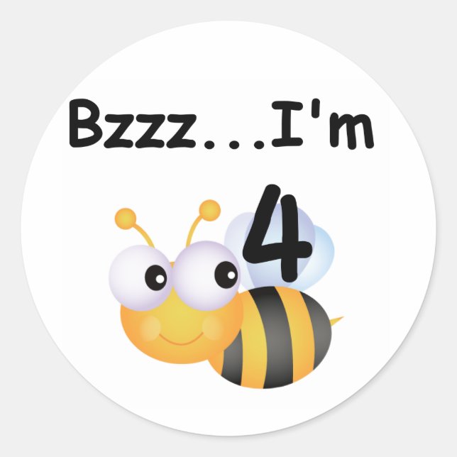 Buzz Bumblebee 4th Birthday T-shirts and Gifts Classic Round Sticker (Front)