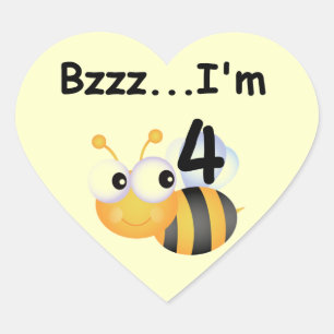 Buzz Bumblebee 4th Birthday T-shirts and Gifts Heart Sticker
