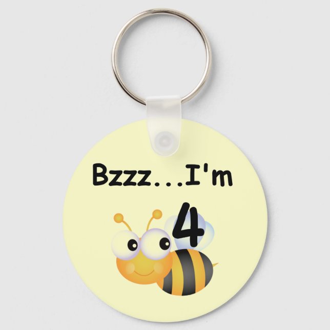 Buzz Bumblebee 4th Birthday T-shirts and Gifts Keychain (Front)