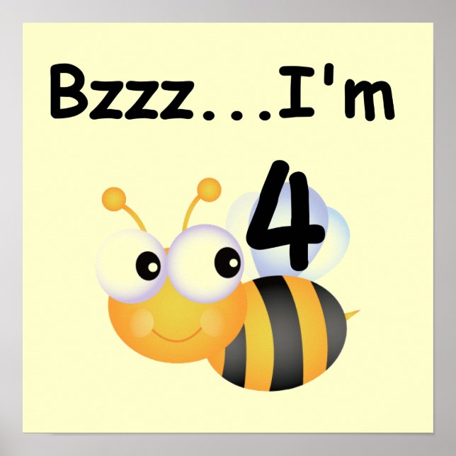 Buzz Bumblebee 4th Birthday T-shirts and Gifts Poster (Front)