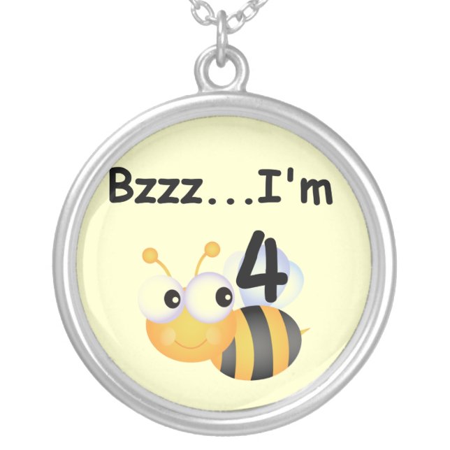 Buzz Bumblebee 4th Birthday T-shirts and Gifts Silver Plated Necklace (Front)