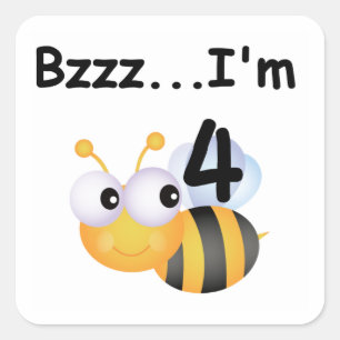 Buzz Bumblebee 4th Birthday T-shirts and Gifts Square Sticker