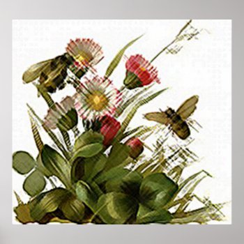 Buzz Buzz & Floral Poster by Honeysuckle_Sweet at Zazzle