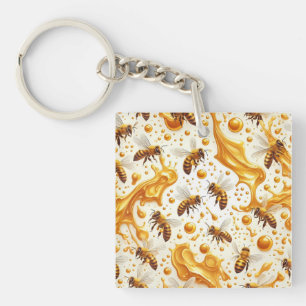 Buzz & Drip – Seamless 8K Honey Bee Pattern with G Keychain