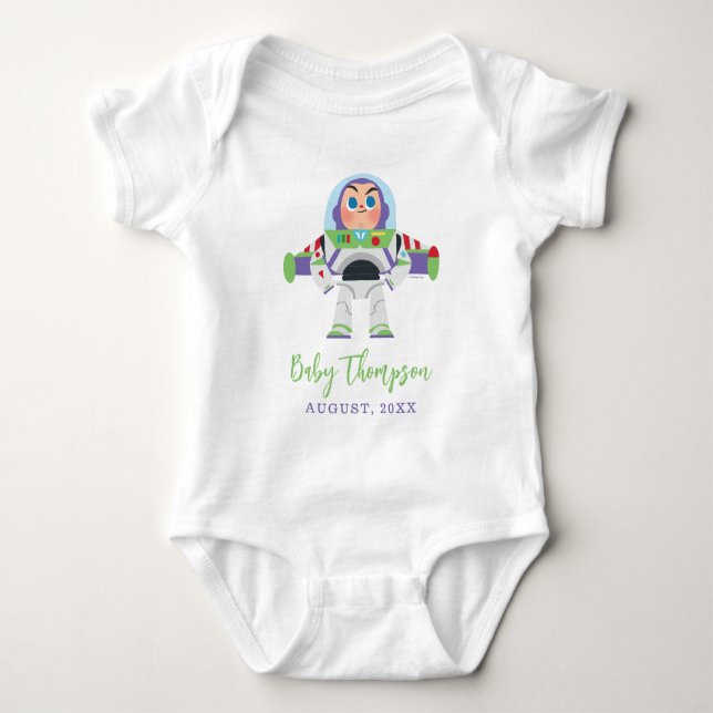 Buzz Lightyear | Baby Announcement with Date Baby Bodysuit (Front)