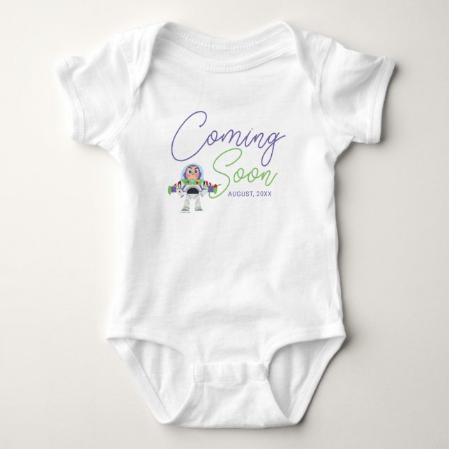 Buzz Lightyear | Baby Announcement with Date Baby Bodysuit (Front)