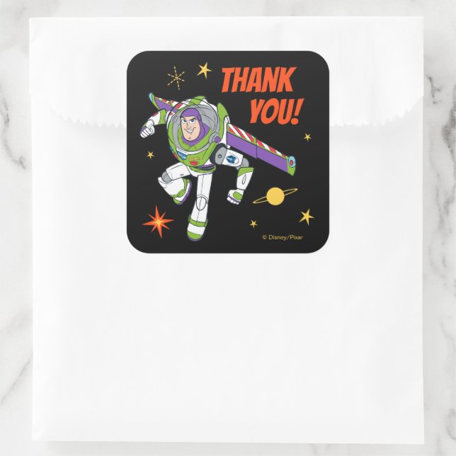 Buzz Lightyear Birthday Thank You Square Sticker (Bag)