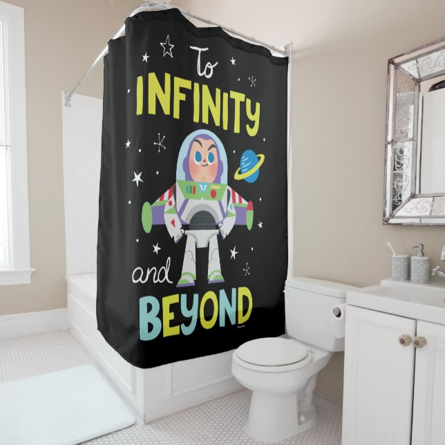 Buzz Lightyear Cartoon | To Infinity and Beyond Shower Curtain (In Situ)