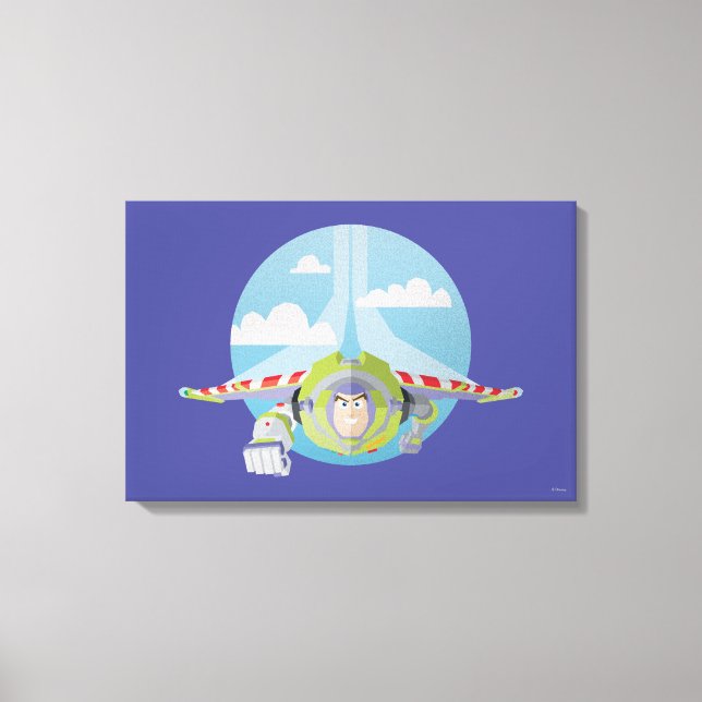 Buzz Lightyear Flying Despeckled Retro Graphic Canvas Print (Front)