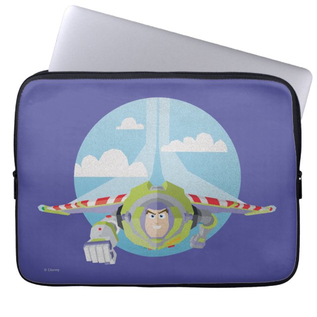 Buzz Lightyear Flying Despeckled Retro Graphic Laptop Sleeve (Front)