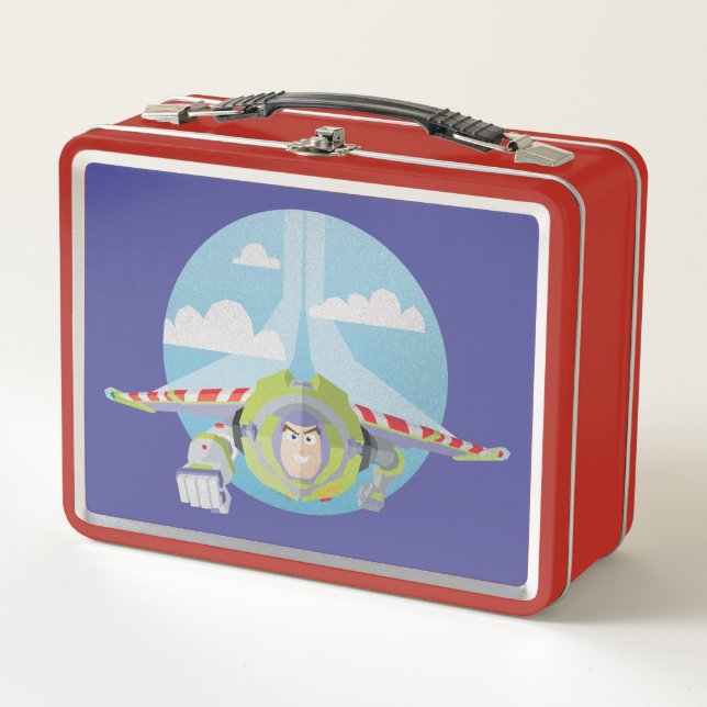 Buzz Lightyear Flying Despeckled Retro Graphic Metal Lunch Box (Front)