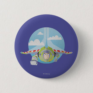 Buzz Lightyear Flying Despeckled Retro Graphic Pinback Button
