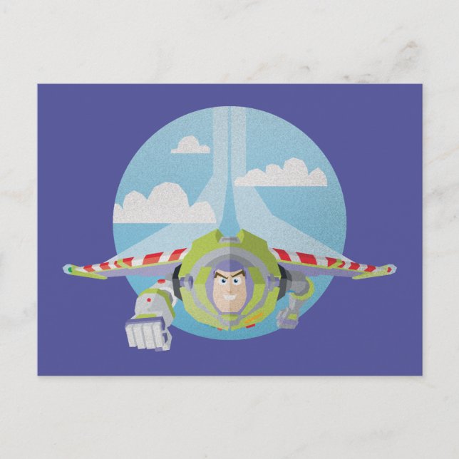 Buzz Lightyear Flying Despeckled Retro Graphic Postcard (Front)