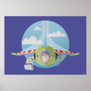 Buzz Lightyear Flying Despeckled Retro Graphic Poster