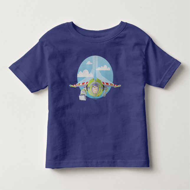 Buzz Lightyear Flying Despeckled Retro Graphic Toddler T-shirt (Front)