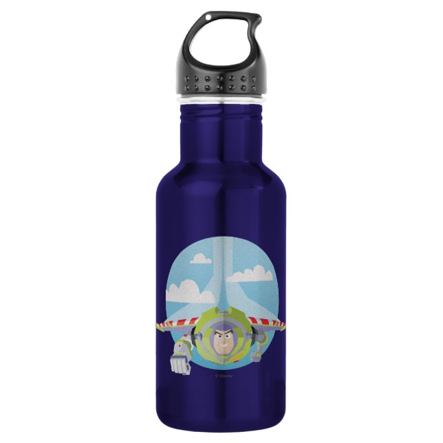 Buzz Lightyear Flying Despeckled Retro Graphic Water Bottle (Front)