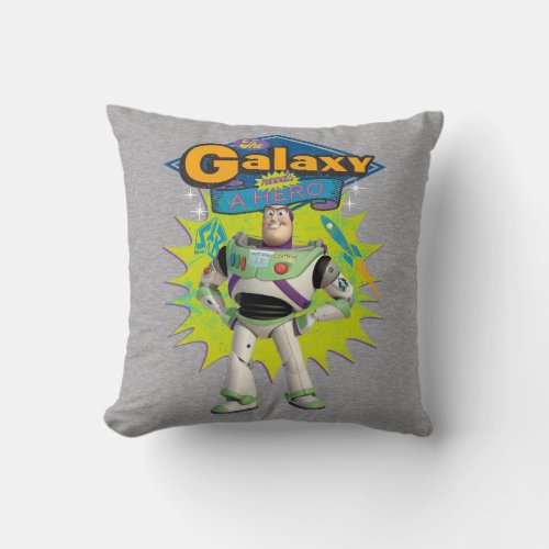 Buzz Lightyear  The Galaxy Needs a Hero Throw Pillow